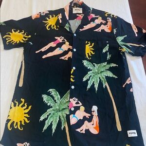 06180 DUVIN MEN’S LAZY DAYS BUTTONUP SHIRT HAVE A DAY SZ SMALL PALM SPRINGS